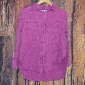 URBAN OUTFITTERS Women's Sz S Guaze Uo Lucy Textured Button-down Shirt In Pink